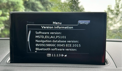 Audi a3/s3/rs3 MSTD version information screen MIB1